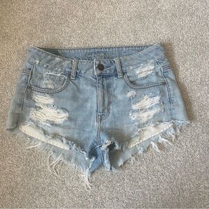 American Eagle Light Wash Denim Cutoff Shorts